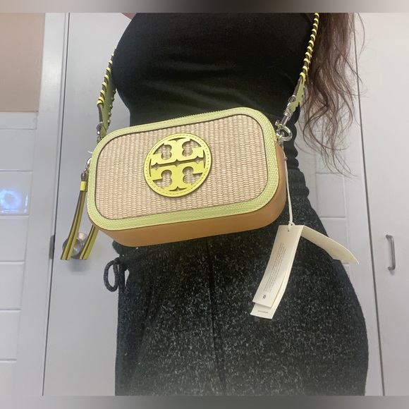 SOLD NWT Tory Burch Mini Miller Raffia Crossbody Bag - Picture 10 of 15